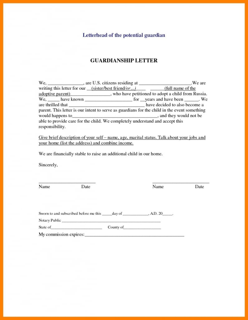 005 Income Declaration Letter Template New Legal Guardianship
