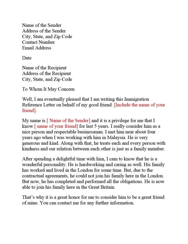 36 Free Immigration Letters (character Reference Letters For