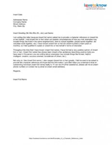 8+ Character Reference Letter Examples - Pdf | Examples