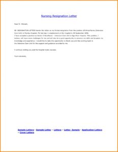9+ Examples Of Letters Of Resignation For Nurses | West Of Roanoke
