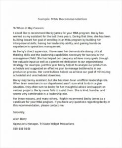 9 Mba Recommendation Letter Examples | Payment Format