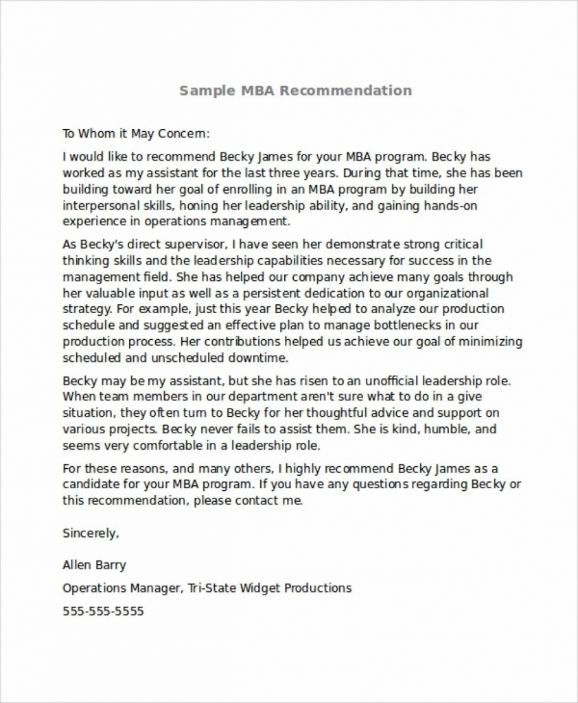 9 Mba Recommendation Letter Examples | Payment Format
