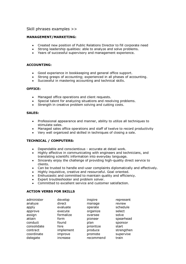 99 Key Skills For A Resume Best List Of Examples All Types Jobs To