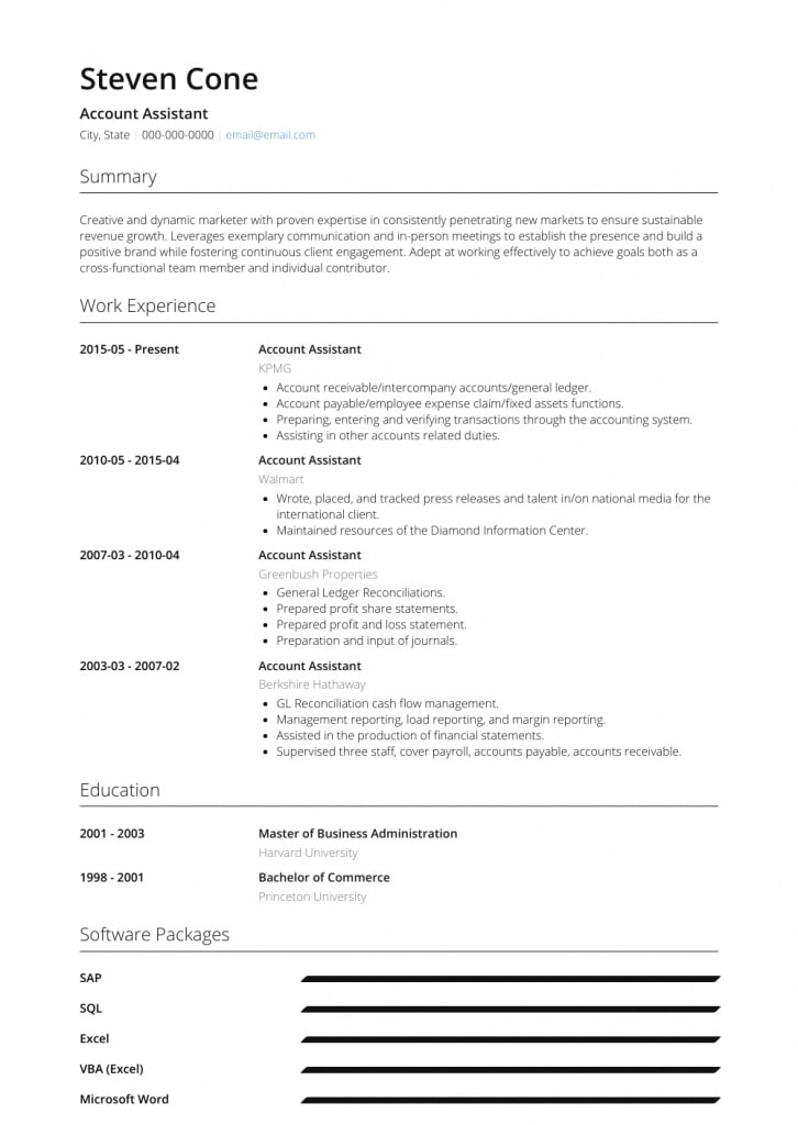 Accounts Assistant - Resume Samples &amp; Templates | Visualcv