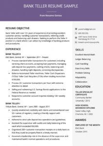Bank Teller Resume Sample &amp; Writing Tips | Resume Genius