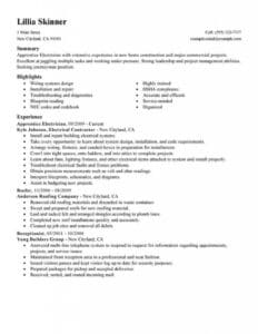 Best Apprentice Electrician Resume Example | Livecareer