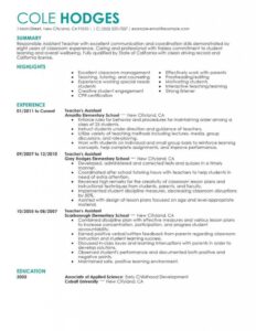 Best Assistant Teacher Resume Example | Livecareer