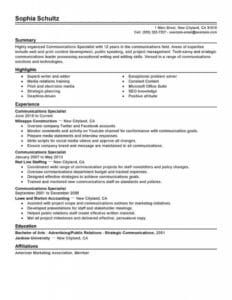Best Communications Specialist Resume Example | Livecareer