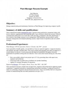 Best Factory Manager Resume Sample Factoryr Resume Sample Plant Cv