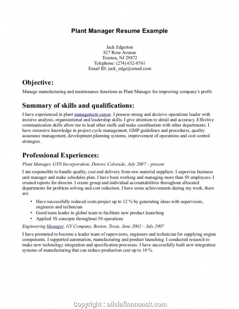 Best Factory Manager Resume Sample Factoryr Resume Sample Plant Cv