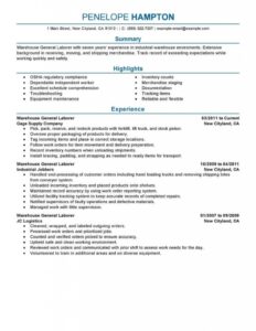Best General Labor Resume Example | Livecareer