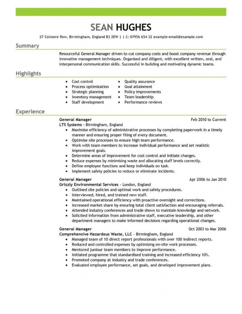 Best General Manager Resume Example | Livecareer