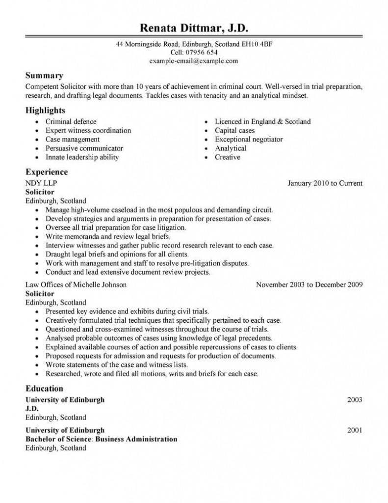 Best Legal Resume Example | Livecareer