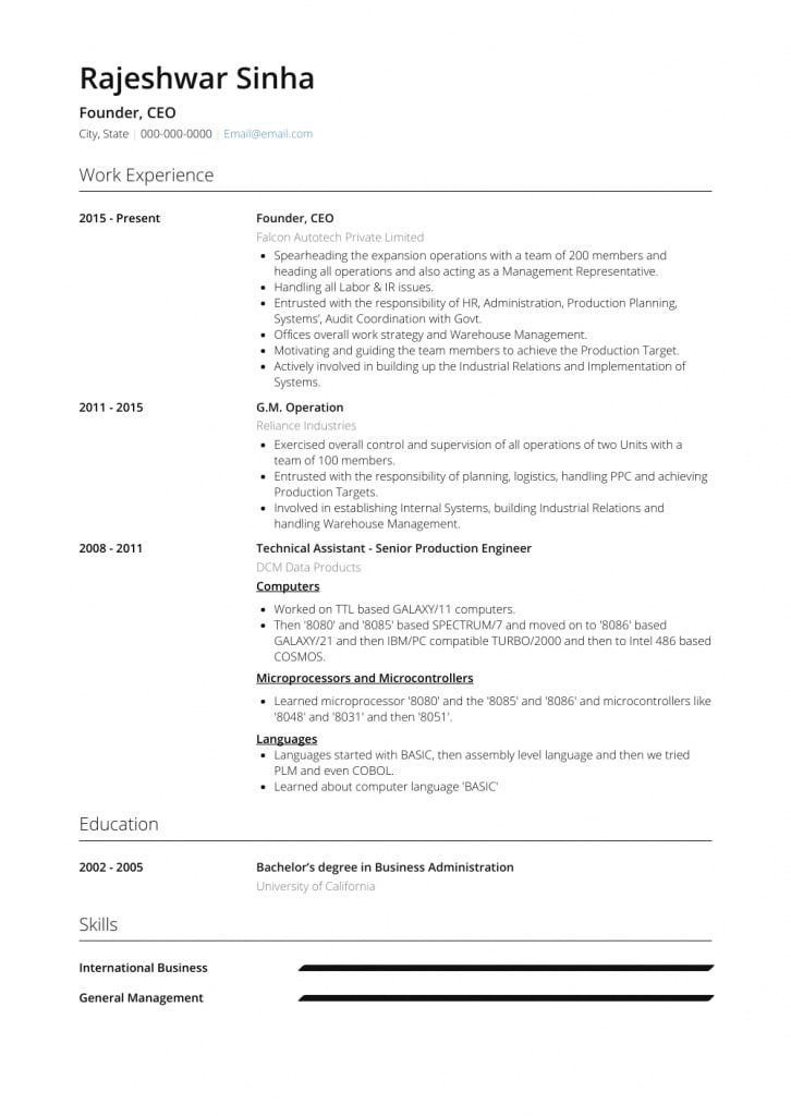 Ceo - Resume Samples &amp; Templates | Visualcv