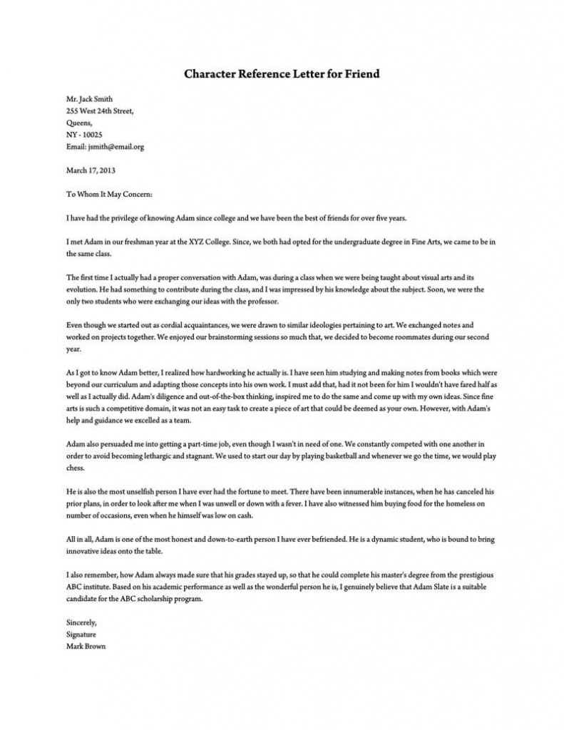 Character Reference Letter (30+ Samples For Court, Immigration, Job