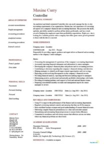 Controller Resume Template, Cv, Example, Summary, Job Description
