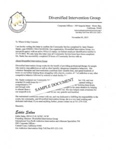 Court Ordered Community Service Letter Template Collection | Letter