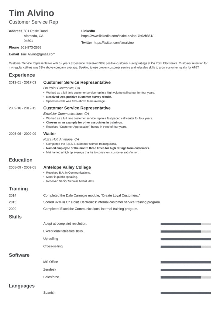 Customer Service Resume: Sample And Writing Guide [20+ Examples]