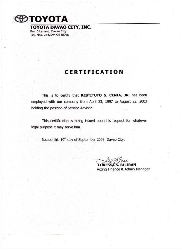 Employment Certificate Sample Best Templates Pinterest Marriage