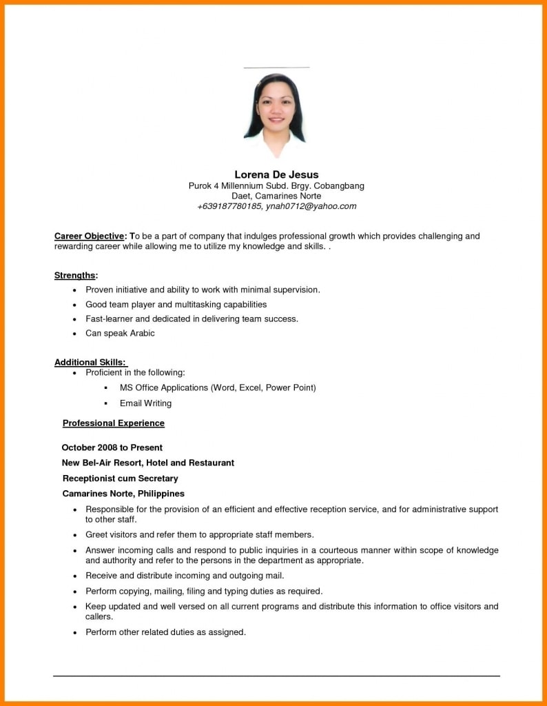 Example Of Resume Objective Resume Templates Resume Examples