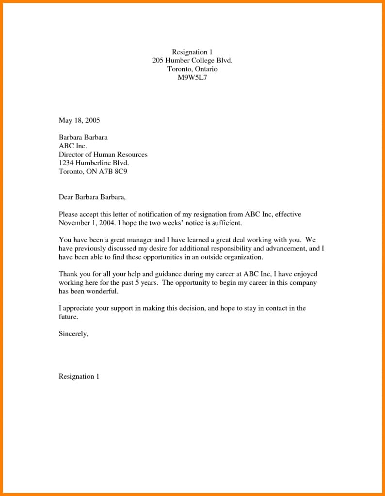 Example Of Two Weeks Notice 4 - Istudyathes