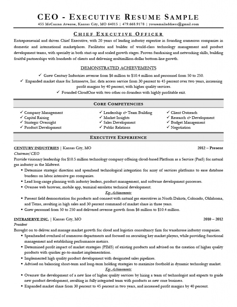 Executive Resume Examples &amp; Writing Tips | Ceo, Cio, Cto