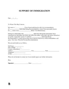 Free Character Reference Letter For Immigration Template - Examples
