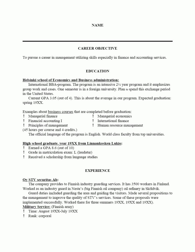 Free Sample Resume Template, Cover Letter And Resume Writing Tips