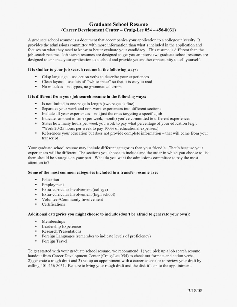 Grad School Resume Examples – Murros