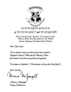 Hogwarts Acceptance Letter Printable | Ideas On Education | Hogwarts