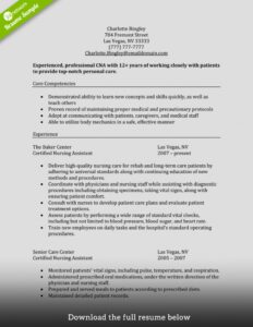 How To Write A Perfect Cna Resume (examples Included) | Nursing Help