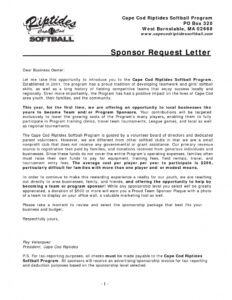 Image Result For Sample Softball Sponsor Request Letter Donation