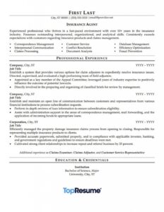 Insurance Agent Resume Sample | Professional Resume Examples | Topresume