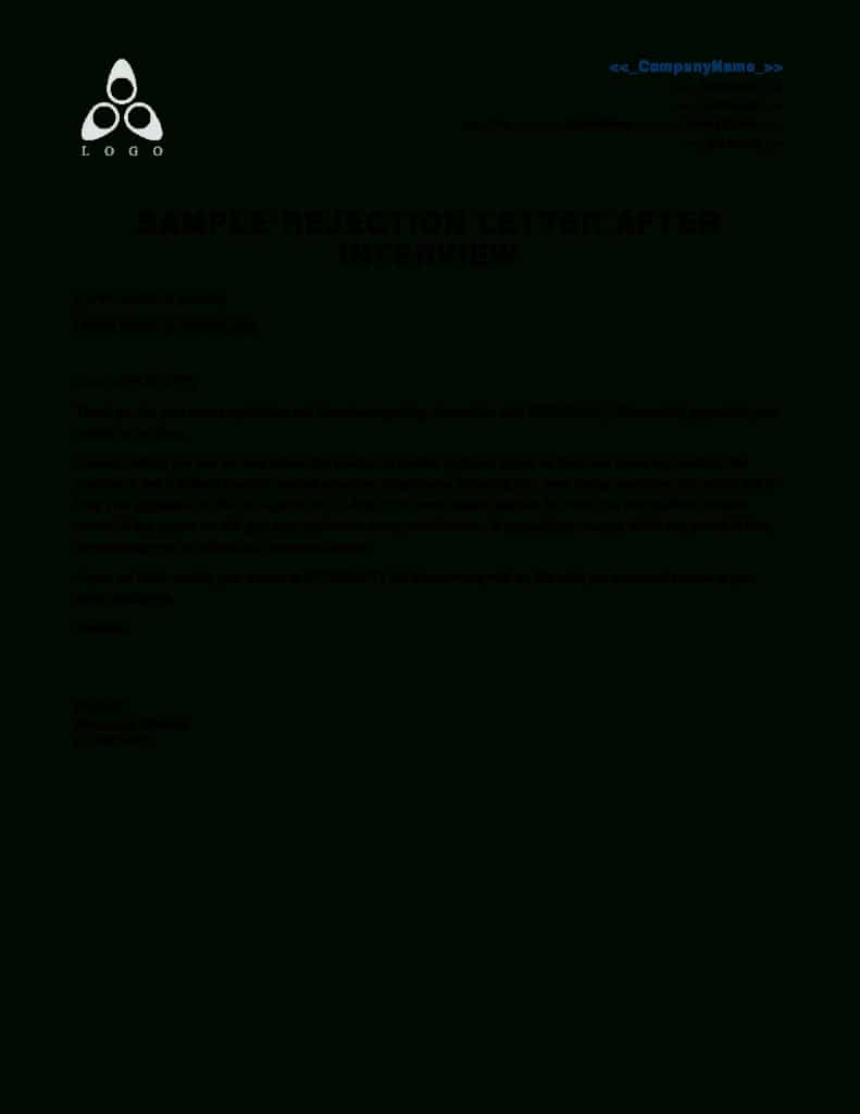 Interview Rejection Letter - Ferdin.yasamayolver