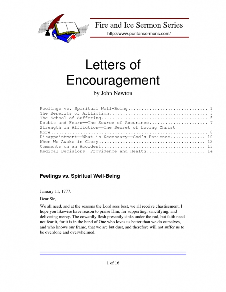 Letter Of Encouragement | Gplusnick – Free Letter Templates
