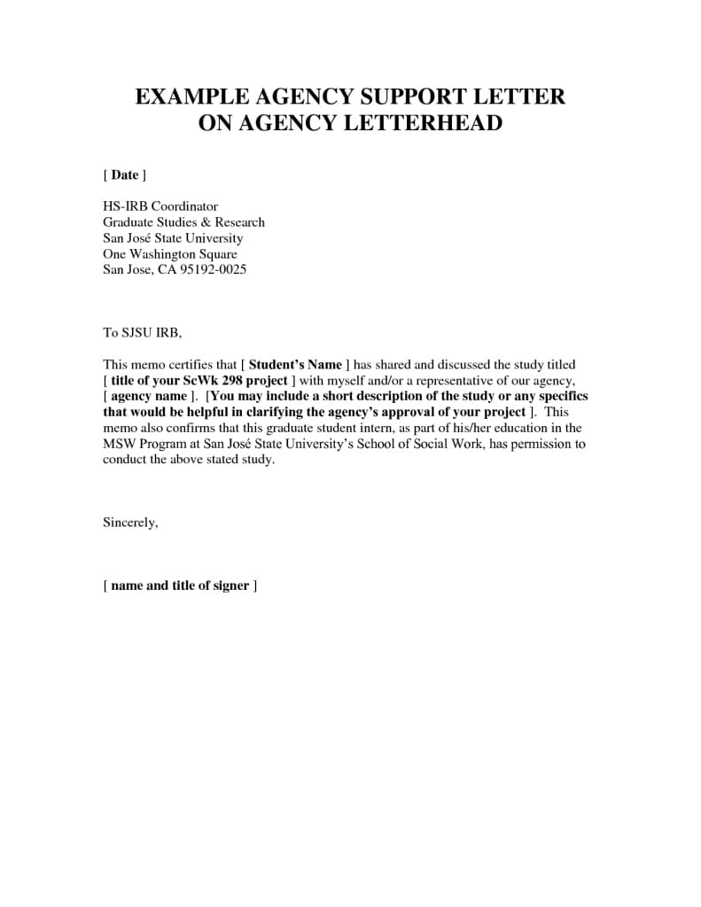 Letter Of Support Template | Gplusnick