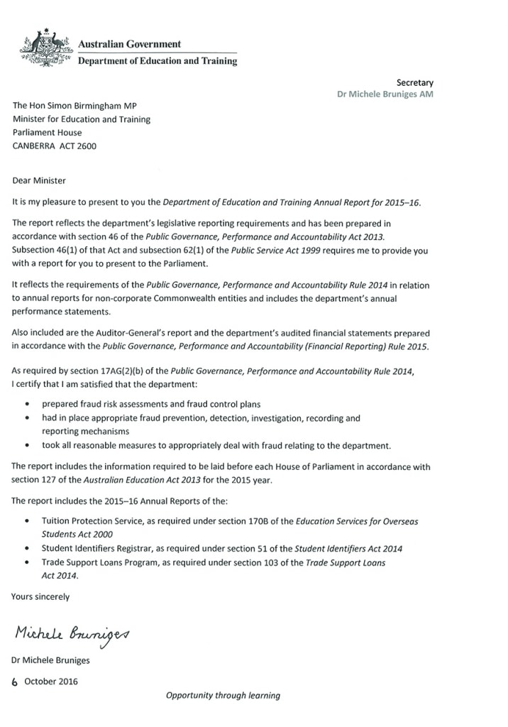 Letter Of Transmittal | Department Of Education