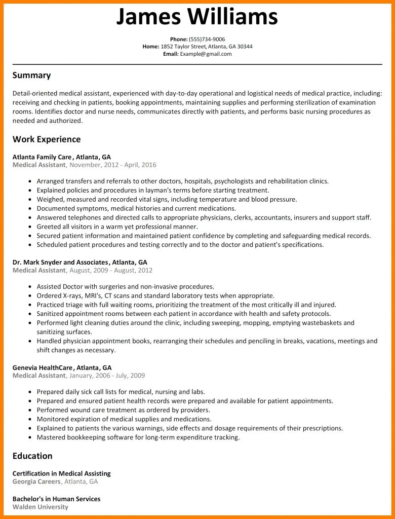 Ma Resume Examples Administrative Assistant Sample Medical Re