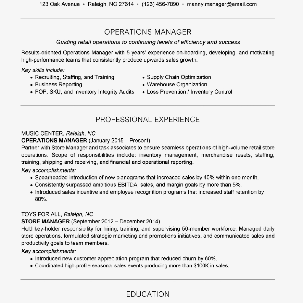 Management Resume Examples And Writing Tips