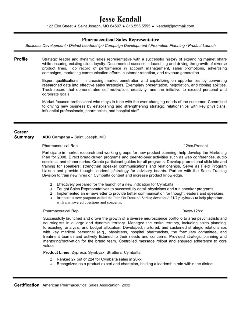 Medical Sales Resume Sample ~ Curbshoppe
