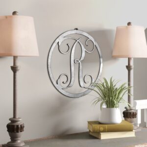 Metal Single Letter Circle Monogram Wall Decor