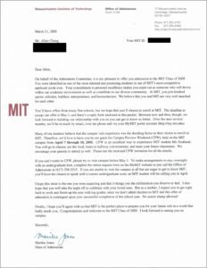 Mit Acceptance Letter: Real And Official