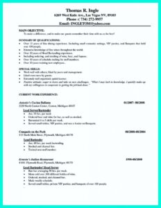 Nice Cocktail Server Resume Skills To Convince Restaurants Or Café