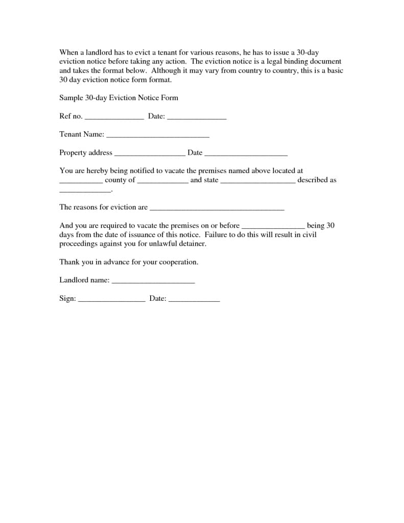 Notice Of Eviction Letter Template - Seeabruzzo - 30 Day Eviction