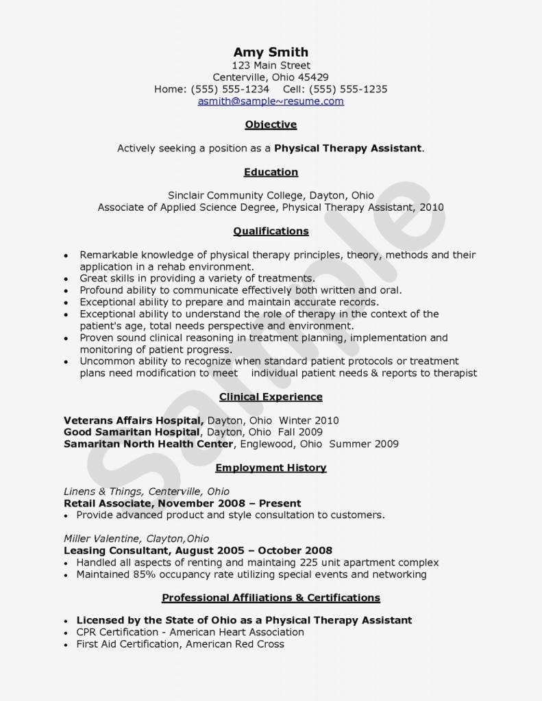 Physical Therapist Assistant Resume Examples Examples Of Resumes