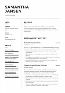 Product Manager Resume Sample, Template, Example, Cv, Formal, Design