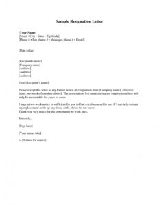 Resignation Letter 2 Week Notice | Gplusnick