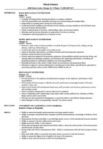 Restaurant Supervisor Resume Samples | Velvet Jobs