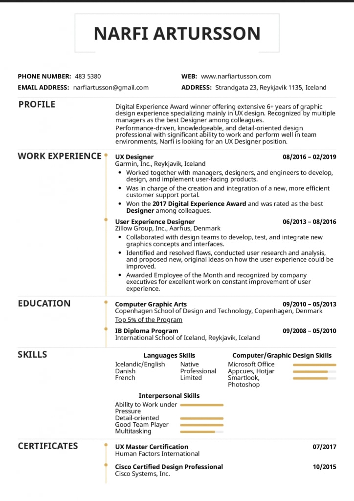 Resume Examplesreal People: Ux Designer Resume Example | Kickresume