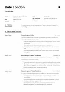 Resume Guide: Housekpeer + 12 Resume Samples | Pdf | 2019